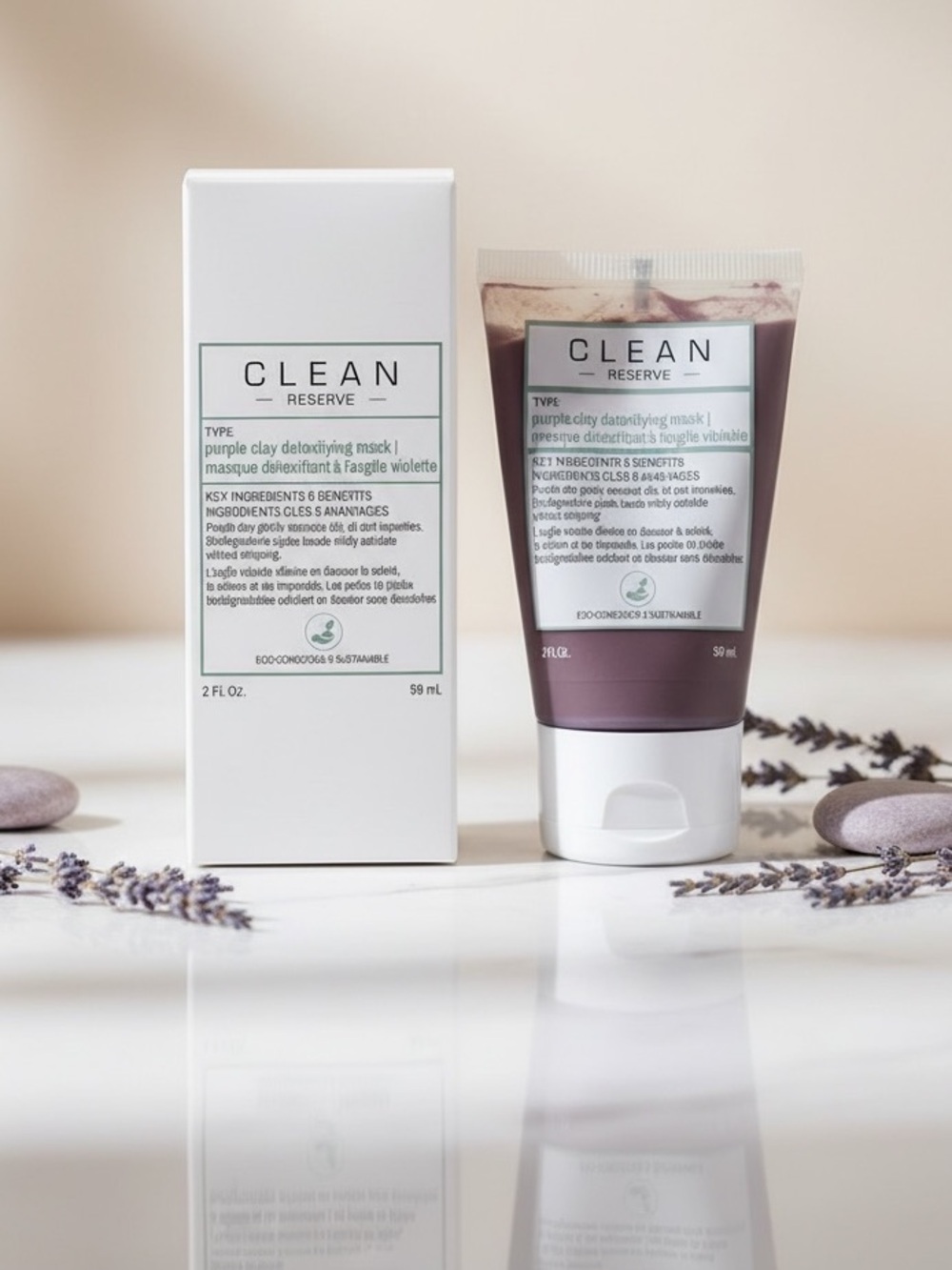 Clean Reserve Purple Clay Detoxifying Mask 2 oz 59 ml New In Box